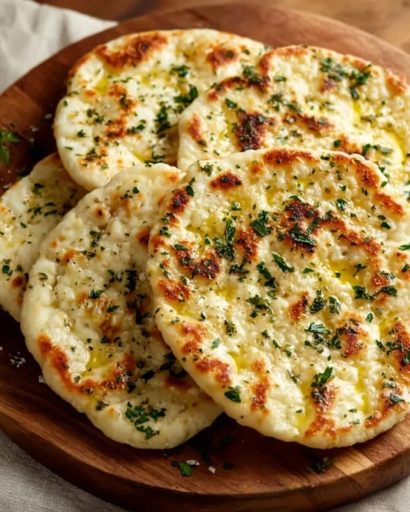 Delicious homemade Cottage Cheese Flatbread on a wooden board
