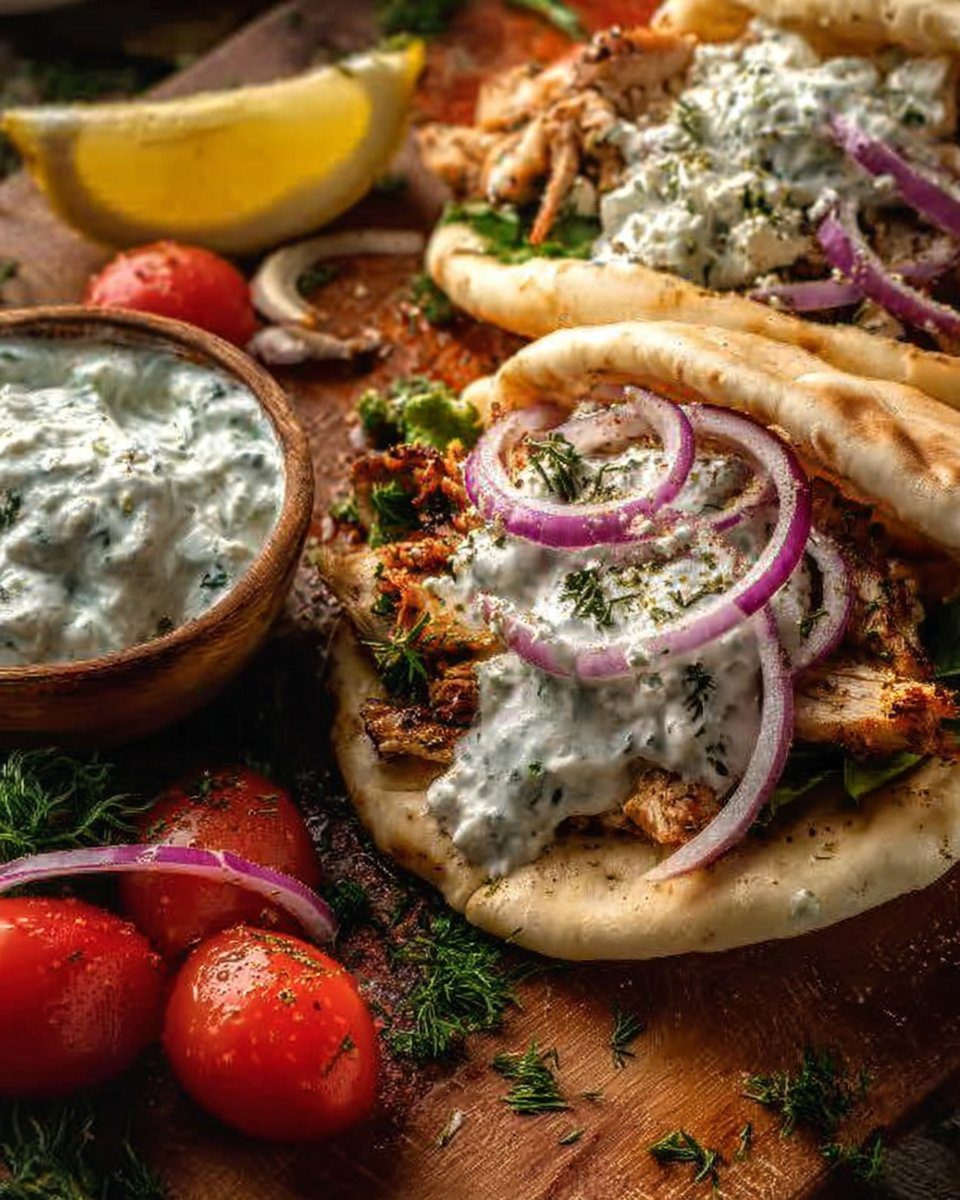 Mediterranean Chicken Gyros with Creamy Feta Tzatziki