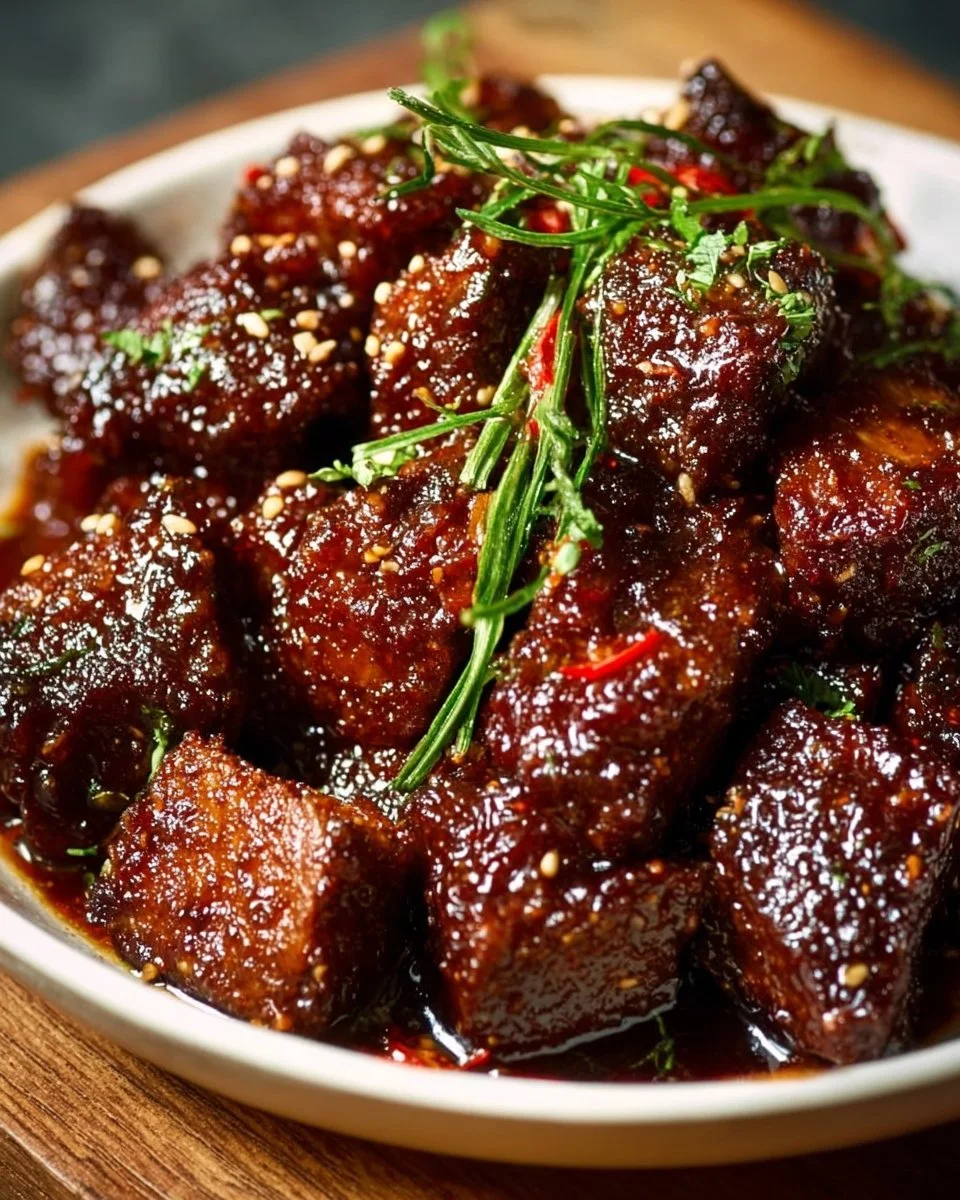Sweet and Sticky Steak Bites