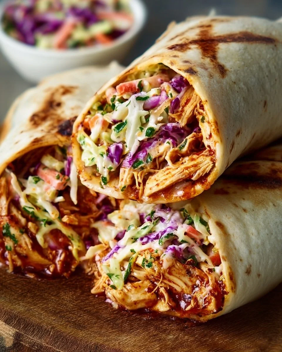 BBQ Chicken Coleslaw Wraps
