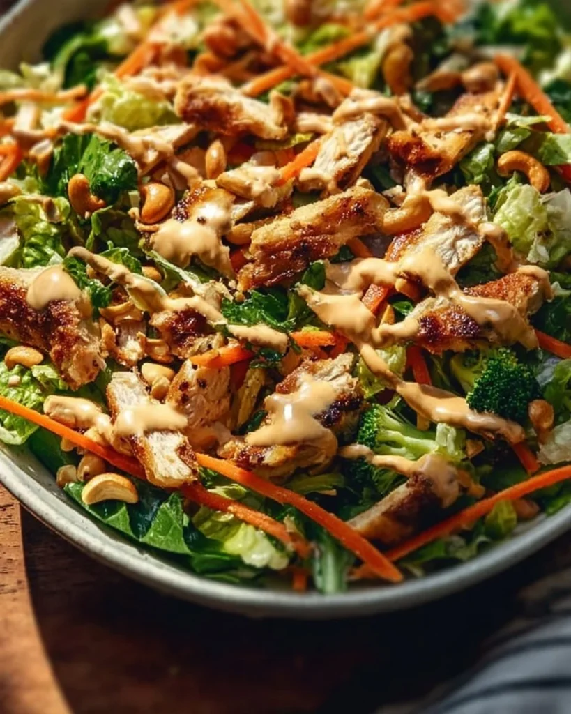 Delicious Chicken Cashew Salad served with crunchy vegetables and nuts
