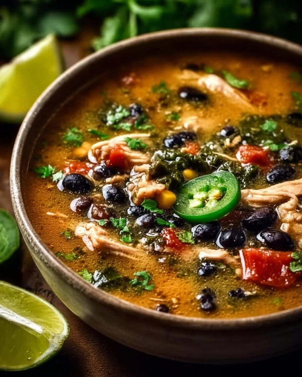 Chicken Poblano and Black Bean Soup