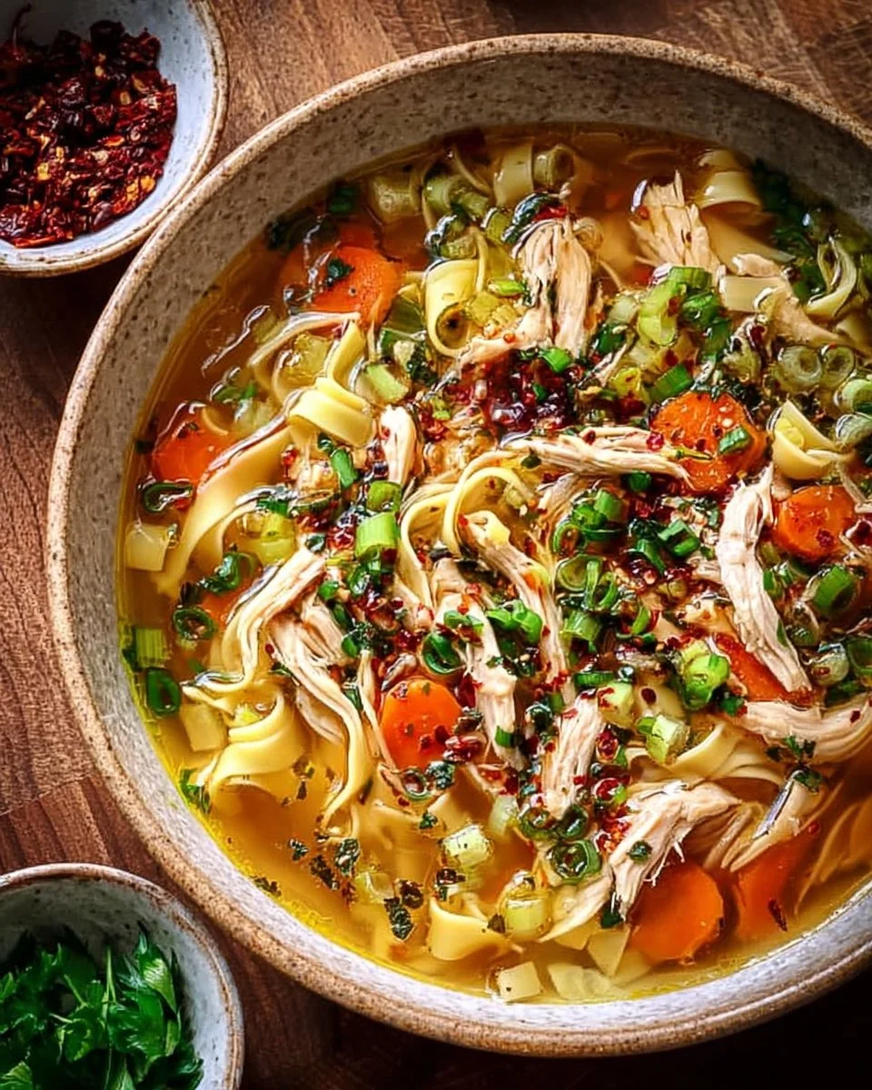 Classic Ginger Garlic Chicken Noodle Soup