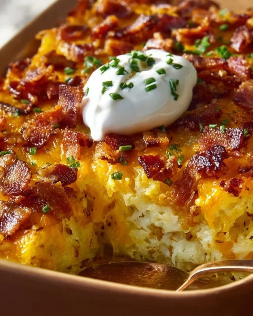 Delicious crack breakfast casserole ready to serve for brunch or breakfast.