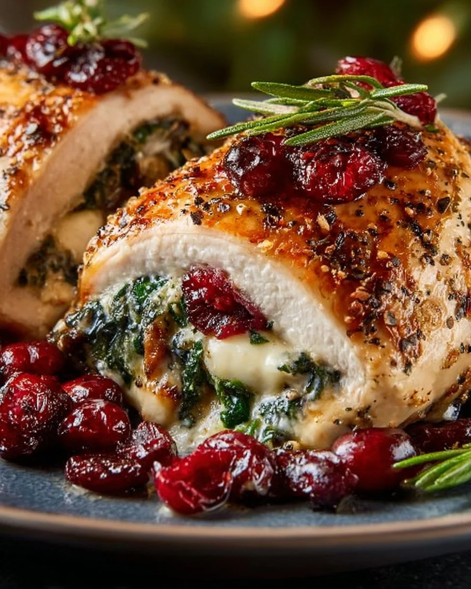 Cranberry & Spinach Stuffed Chicken with Brie