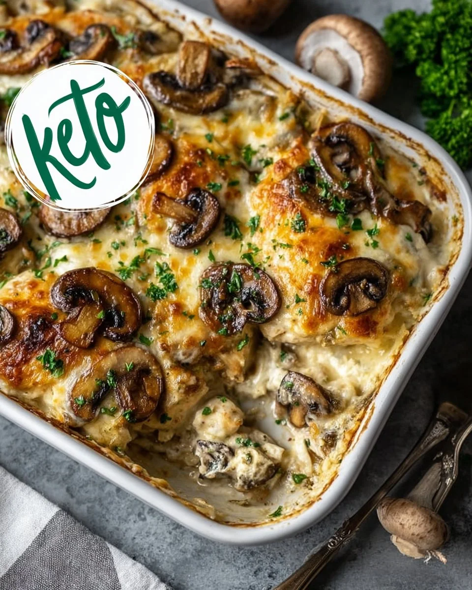 Keto Garlic Mushroom Chicken Casserole