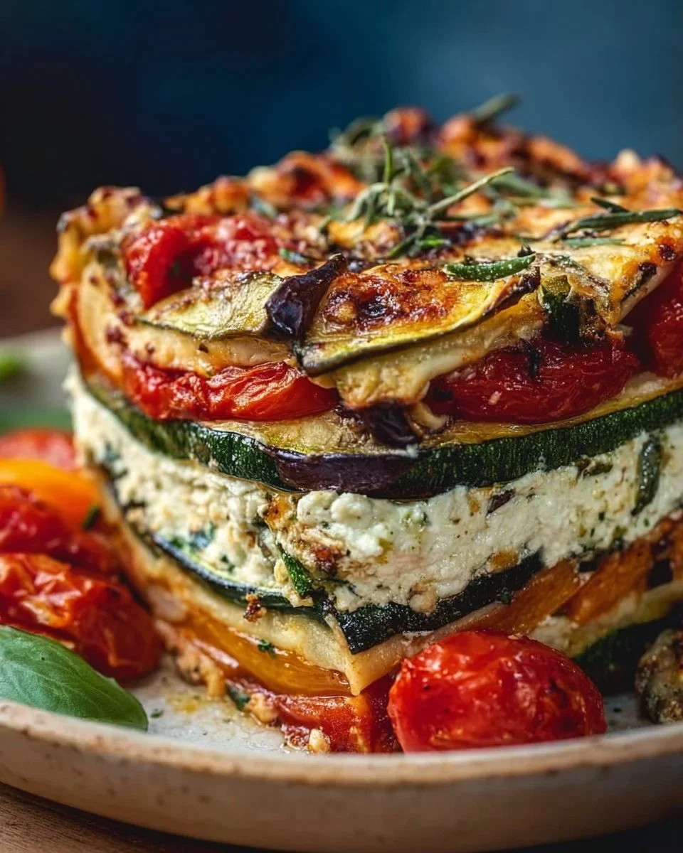 Layered Mediterranean Vegetable Lasagna with Creamy Ricotta