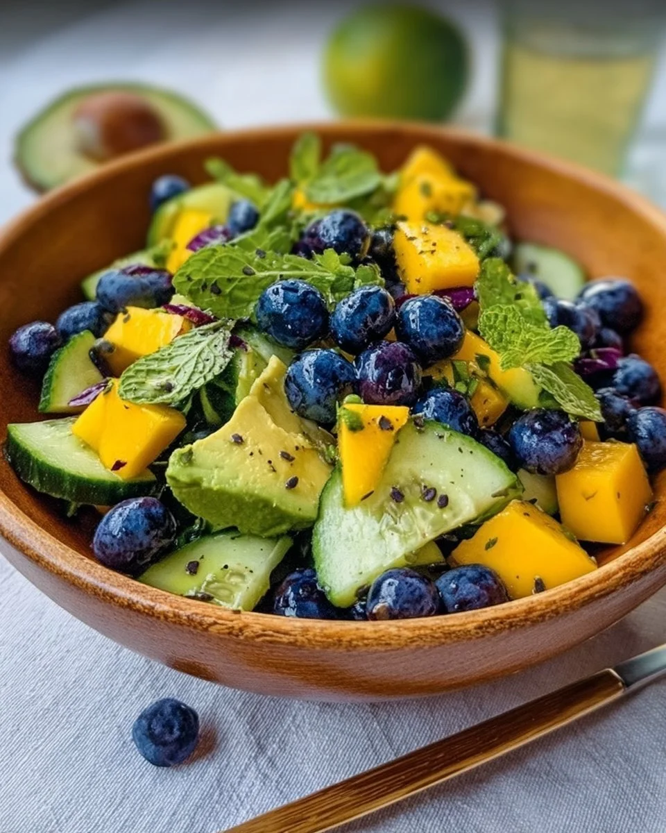 Mango Cucumber Salad with Blueberries and Avocado