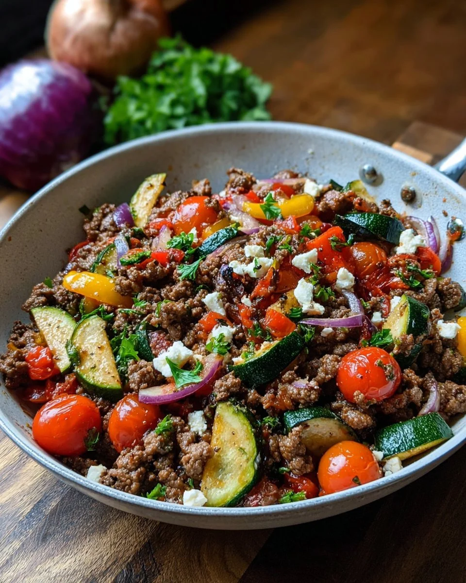 Mediterranean Ground Beef Stir-Fry