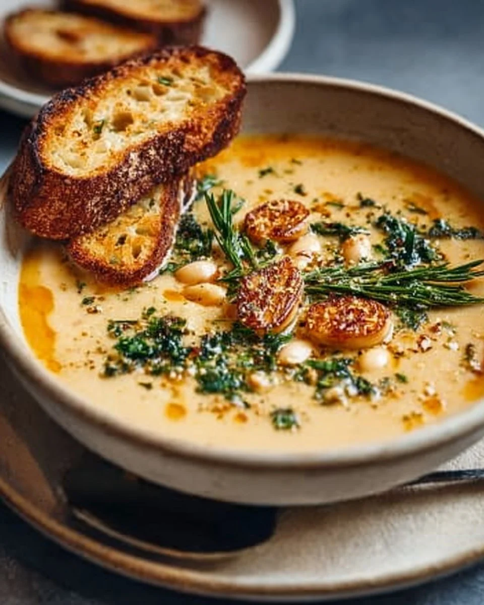 Roasted Garlic and White Bean Soup