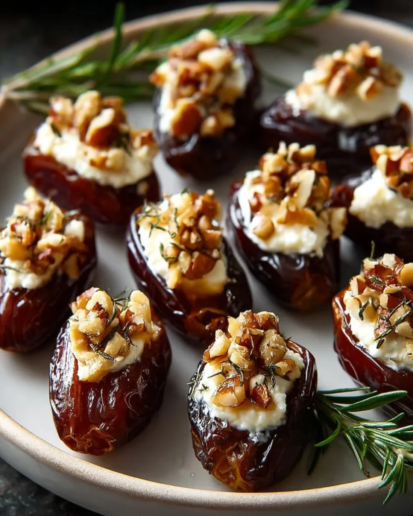 Delicious roasted stuffed dates filled with nuts and spices, perfect appetizer.