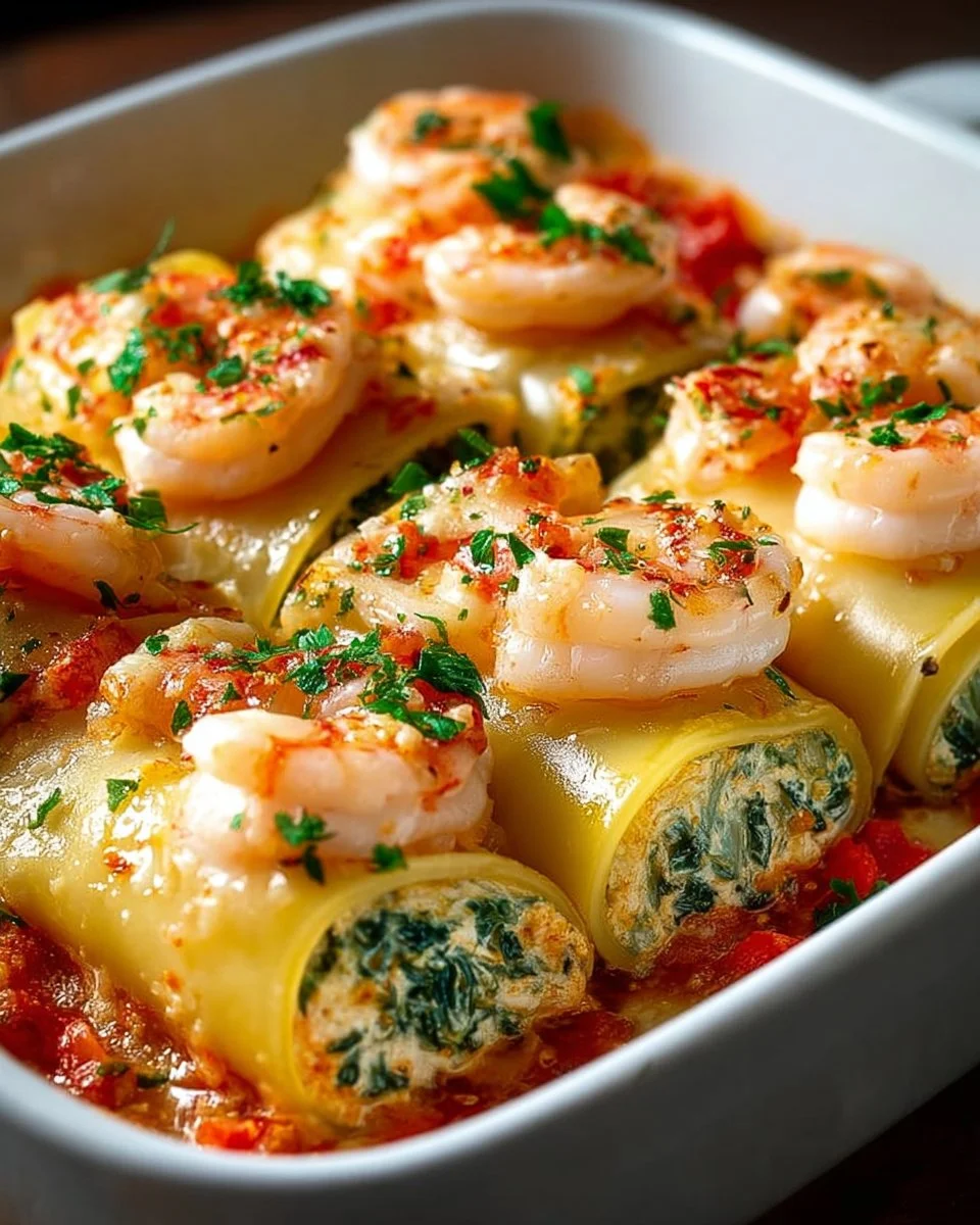 Shrimp Stuffed Pasta Rolls