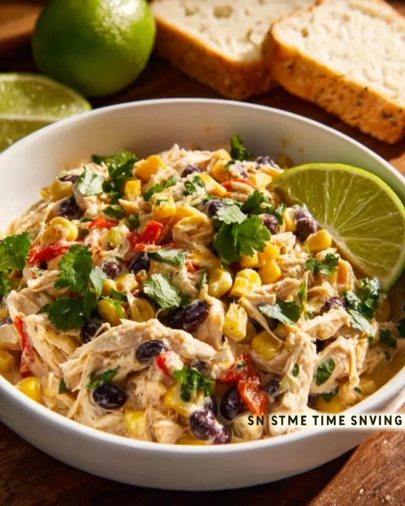 Delicious Southwest Chicken Salad with grilled chicken, veggies, and dressing.