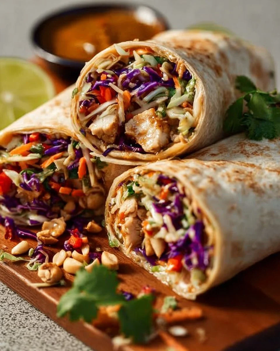 Thai Chicken Wrap with Crunchy Asian Slaw