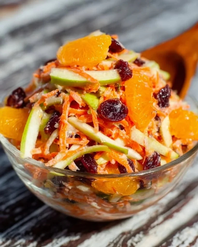 Colorful Carrot Apple Salad with crunchy carrots and fresh apples