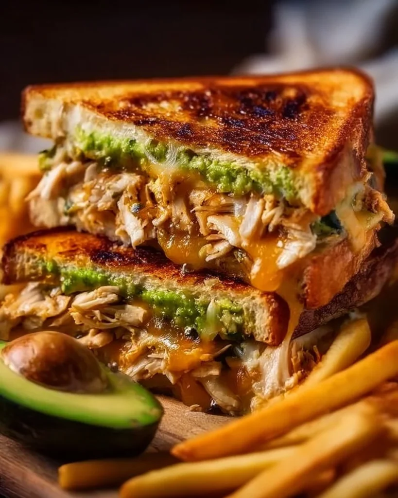 Delicious Chicken Avocado Melt Sandwich with creamy avocado and melted cheese