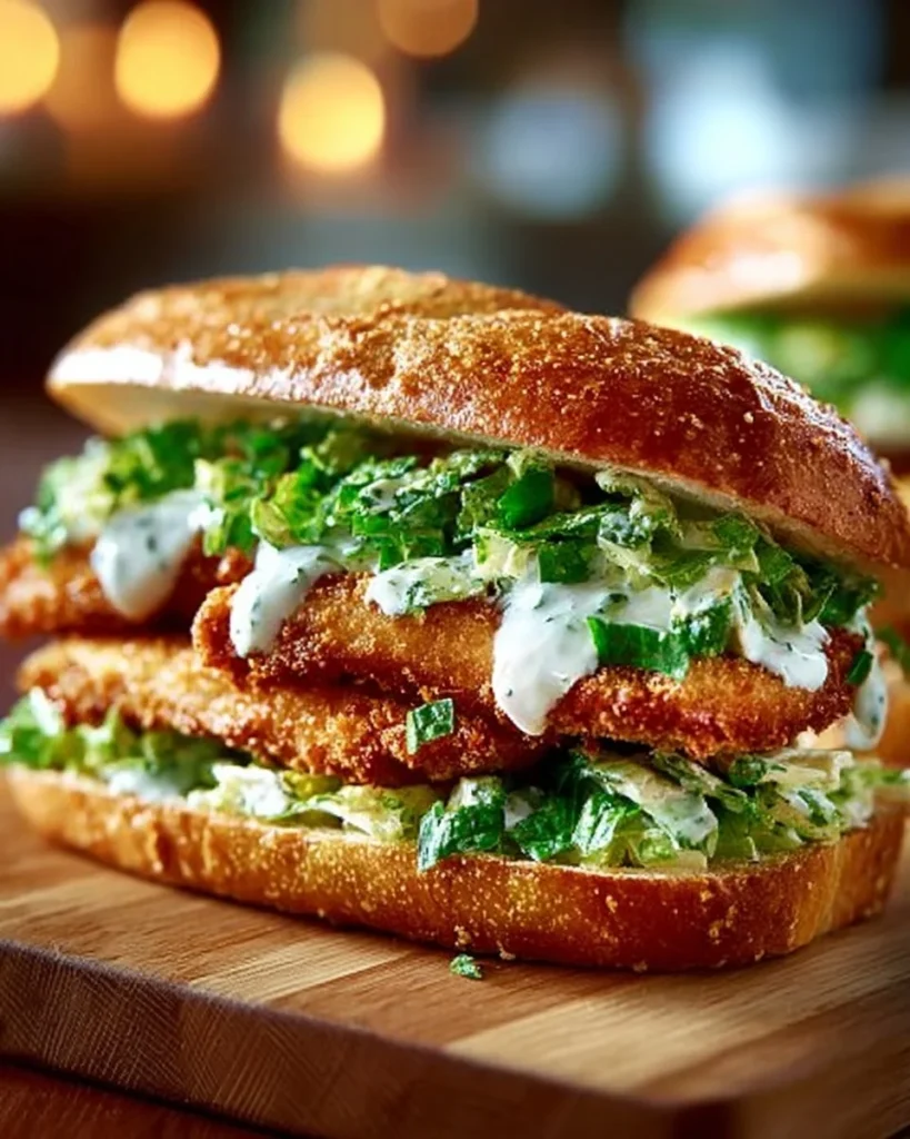 Delicious Crispy Chicken Caesar Sandwich with fresh ingredients and crispy texture