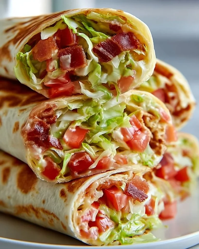 Delicious meal prep BLT wraps ready to enjoy for lunch.