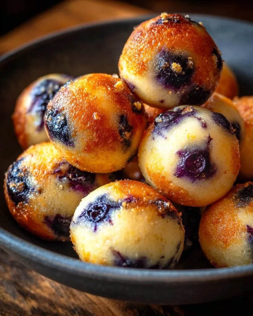 Lemon blueberry protein bites made with cottage cheese and fresh blueberries.