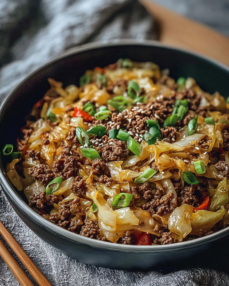 Low-Carb Mongolian Ground Beef and Cabbage