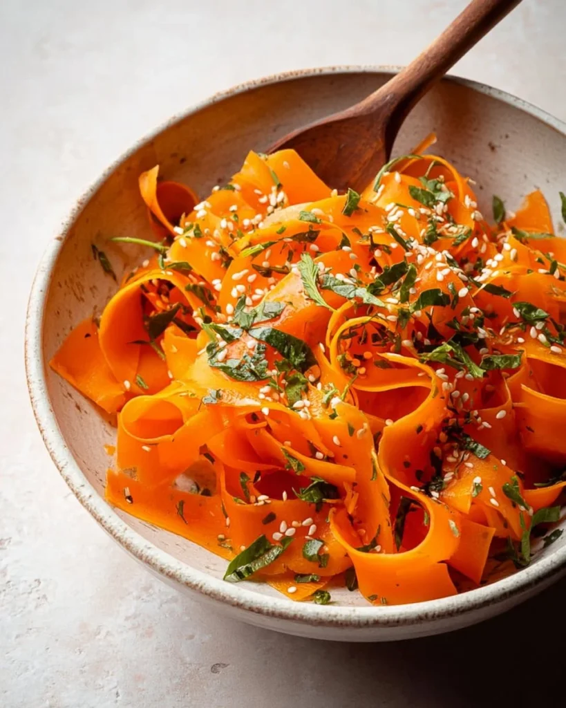 Delicious raw carrot salad with fresh ingredients for a healthy meal.