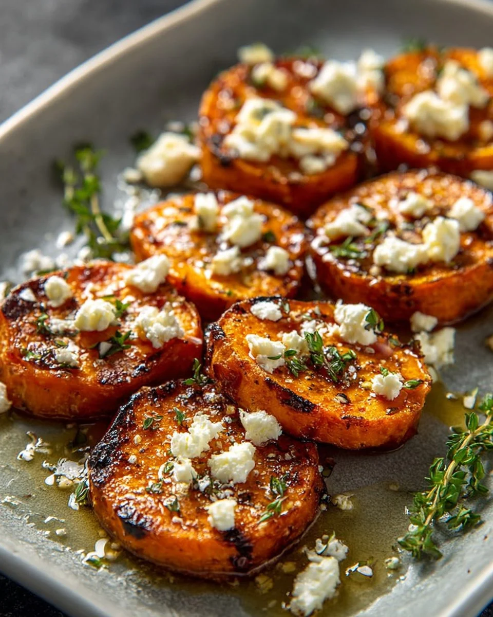 Roasted Sweet Potato Rounds with Honey & Feta