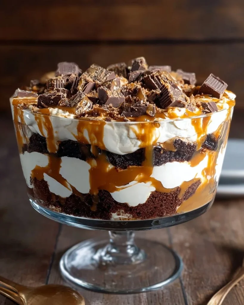Delicious scoop of Heaven Trifle layered with fruits and cream