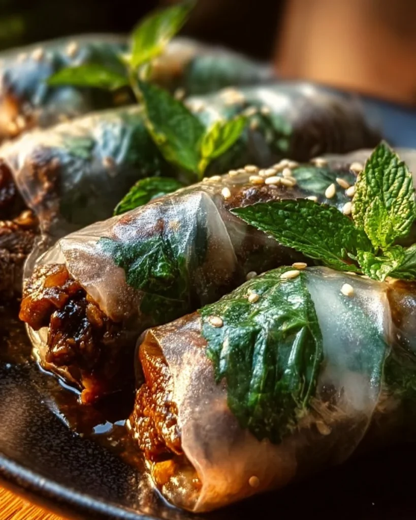 Delicious Thai Basil Beef Rolls ready to spice up your dinner table