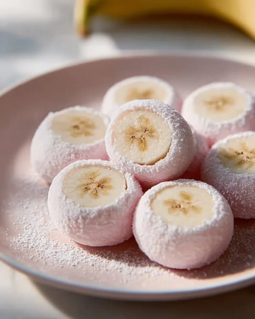 Delicious banana mochi dessert served on a plate