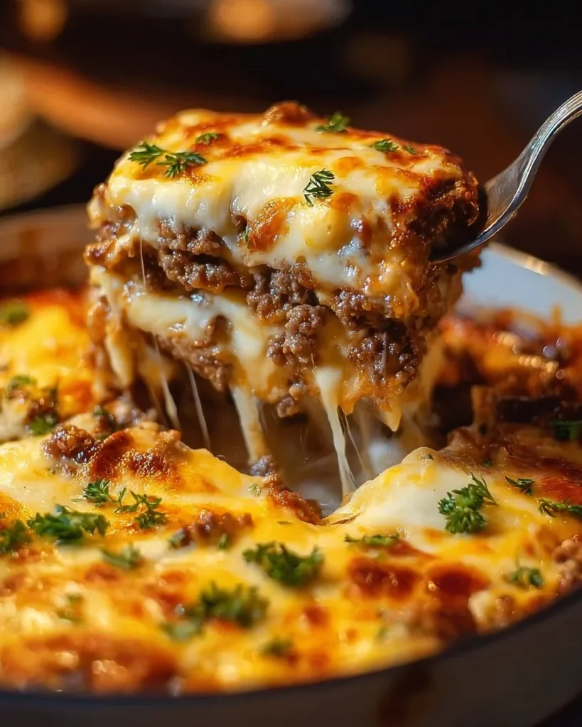 Delicious Cattle Drive Casserole served in a rustic dish, showcasing cozy comfort food.