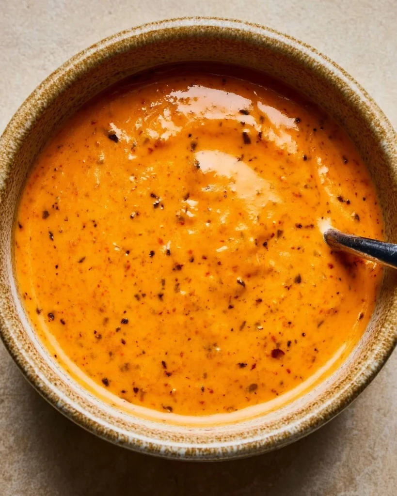 Chipotle sauce with garlic and sour cream garnished in a bowl