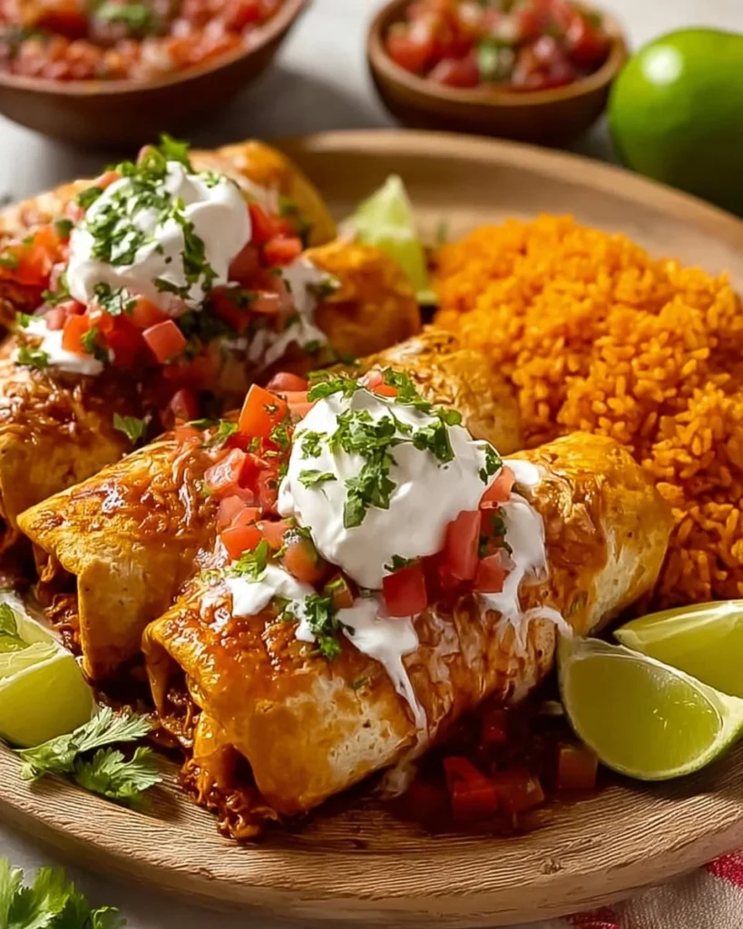 Crispy chicken chimichangas served with salsa and guacamole.