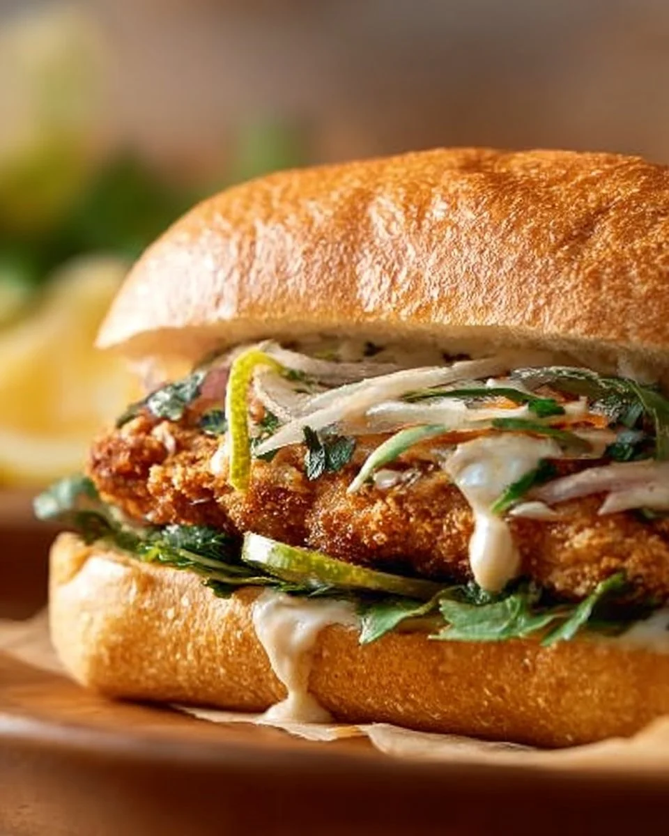 Crispy Cilantro Lime Chicken Sandwich (Air-Fried or Oven Baked)