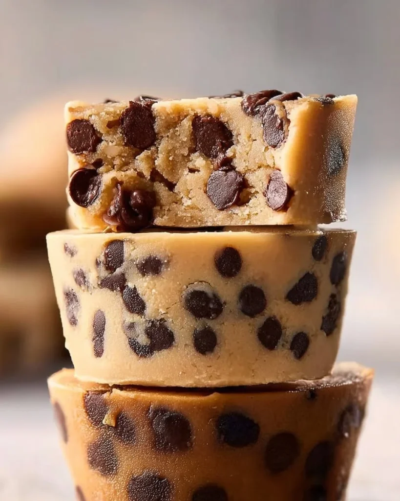 Homemade cookie dough cups filled with chocolate in a jar