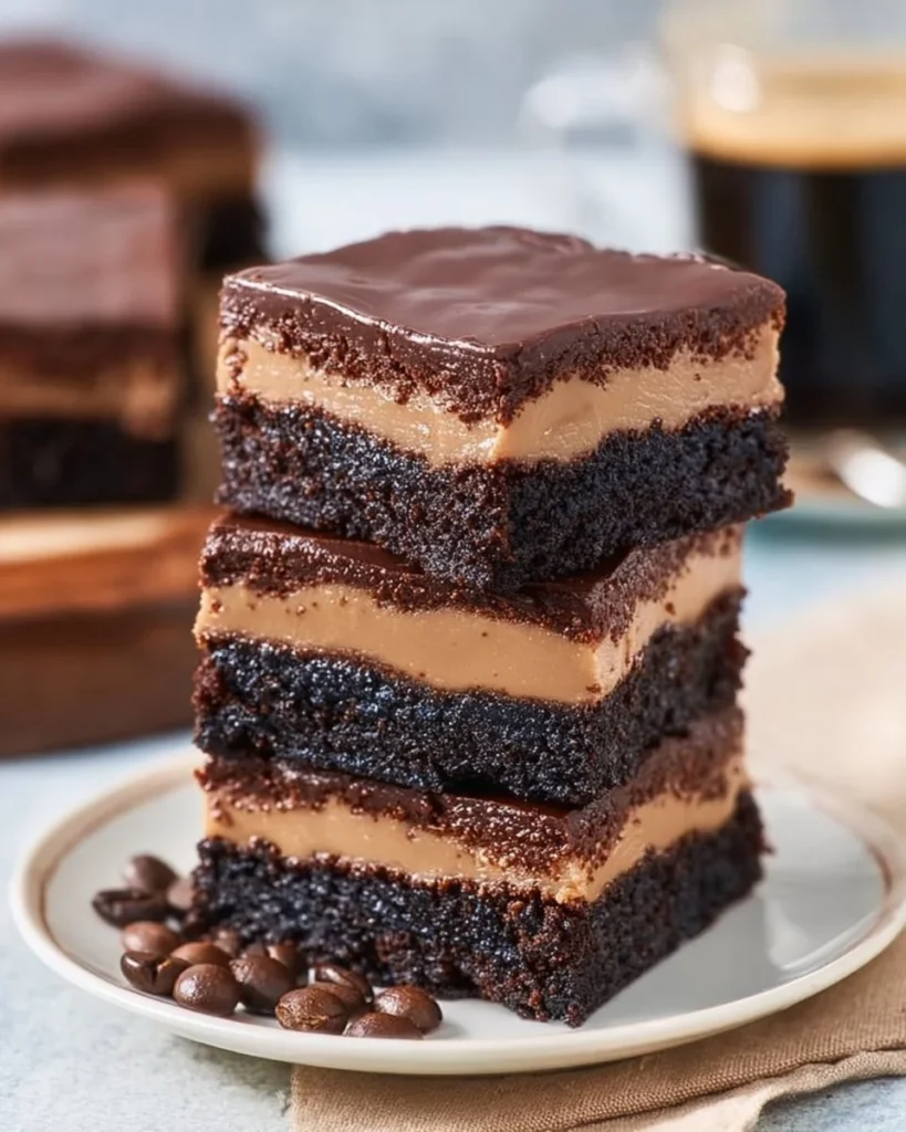 Fudgy coffee brownies with a rich chocolate and coffee flavor