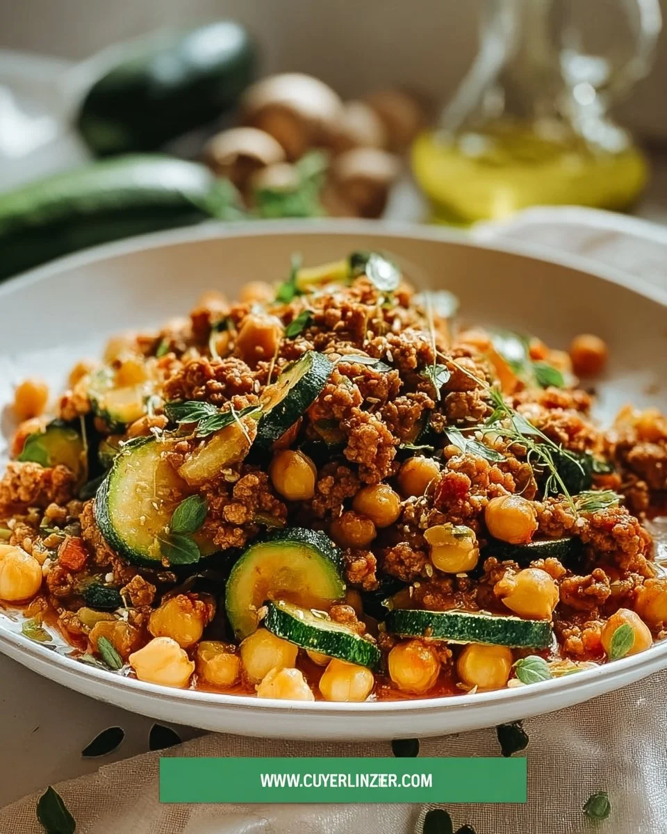 Ground Turkey Zucchini Chickpea Skillet