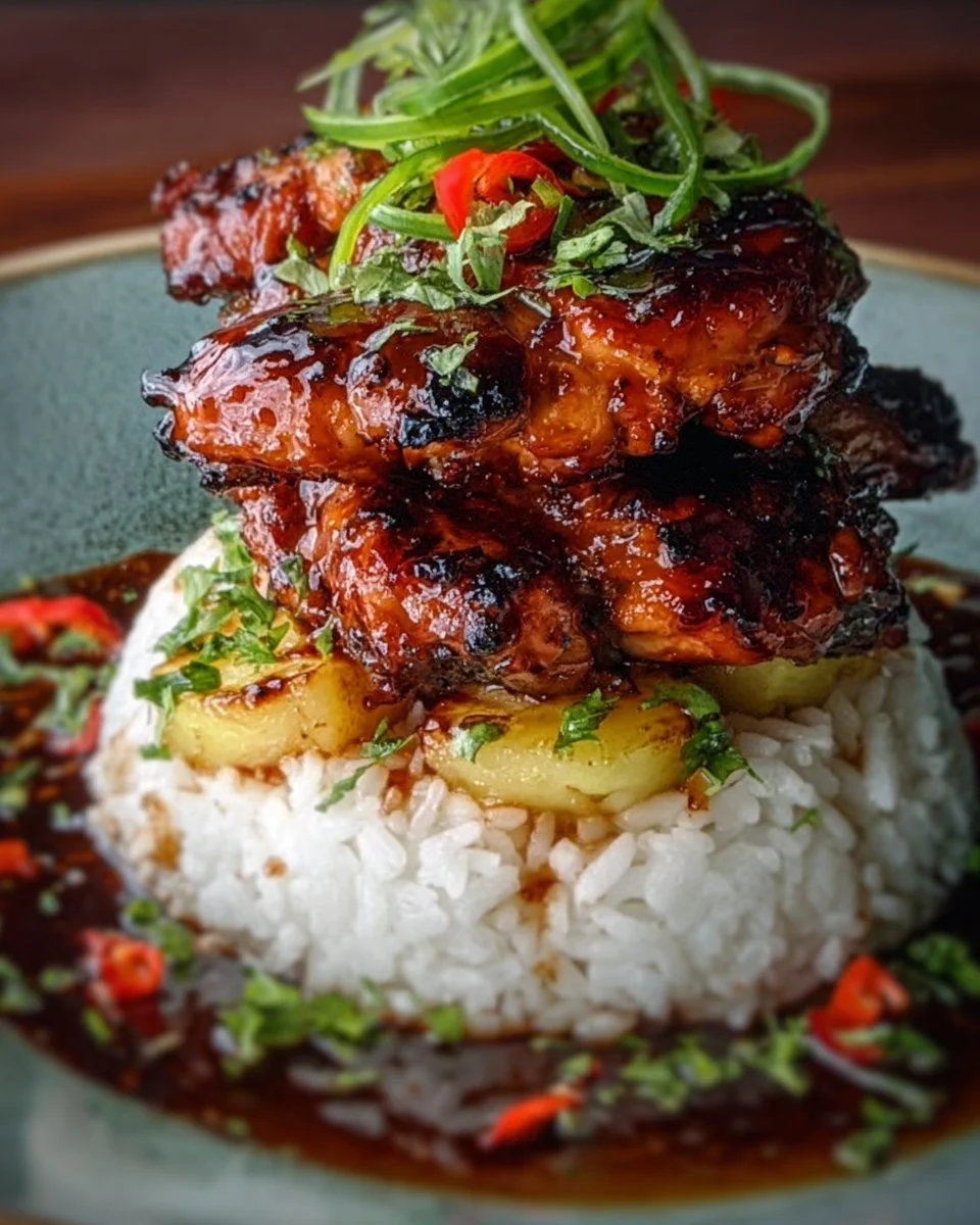 Hawaiian Huli Huli Chicken Stack