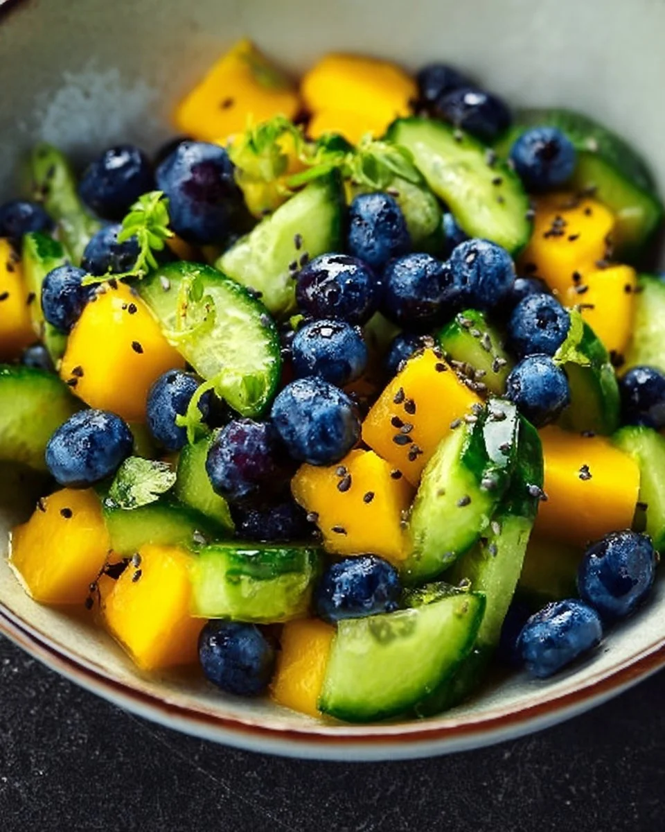 Mango Cucumber Salad with Blueberries and Avocado Bliss