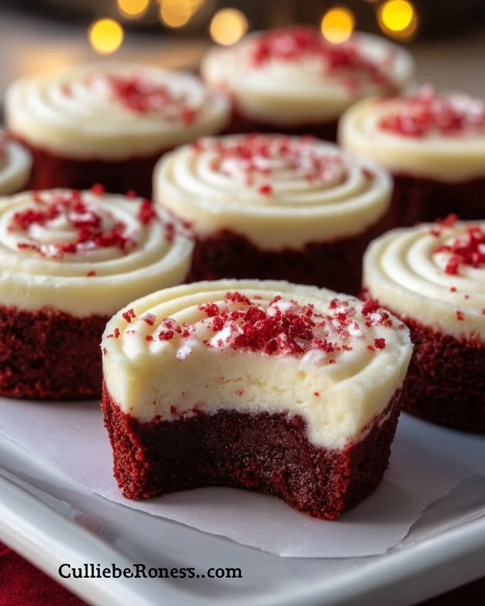 Mini Cheesecakes with Red Velvet Brownie Base