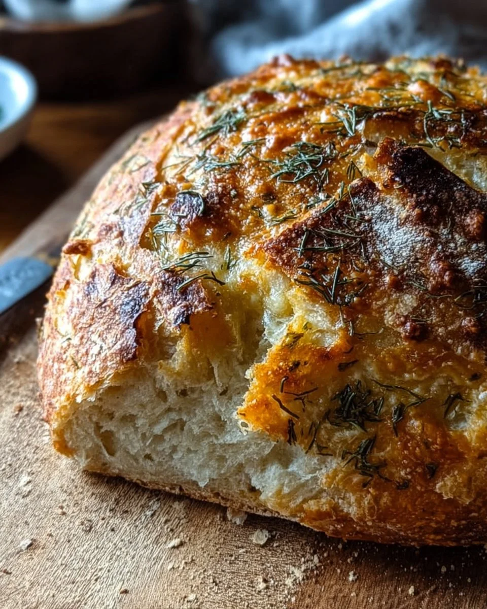 No-Knead Dill Gouda Artisan Bread