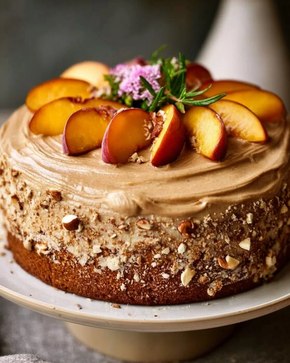 Peach Cake with Brown Sugar Frosting
