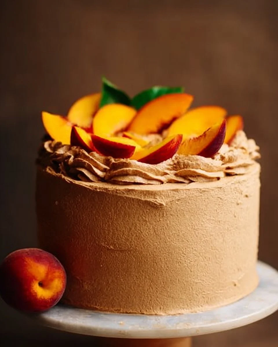 Peach Cake with Brown Sugar Frosting