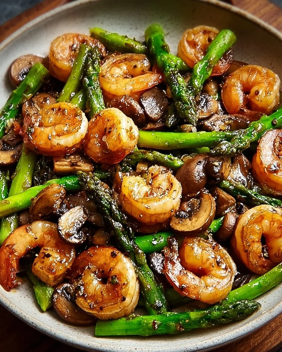 Shrimp and Asparagus Stir-Fry with Mushrooms