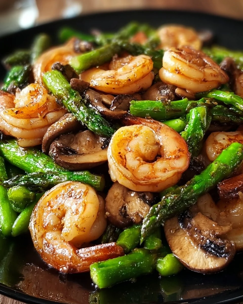 Shrimp and Asparagus Stir-Fry with Mushrooms