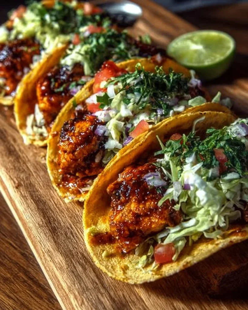 Spicy Hatch chili chicken mini tacos served with fresh toppings