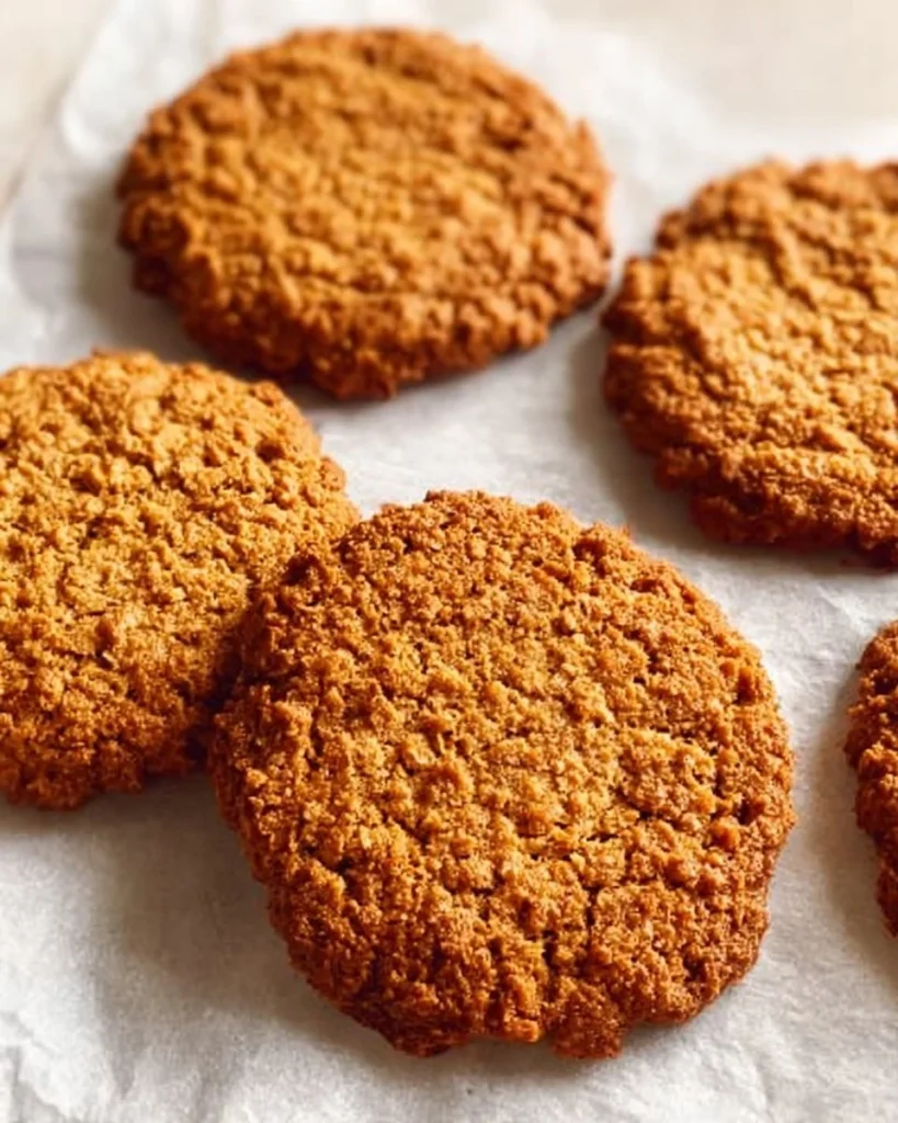 Biscoff Cookie Butter Oatmeal Cookies on a wooden plate