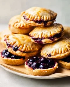 Freshly baked blueberry hand pies served on a plate