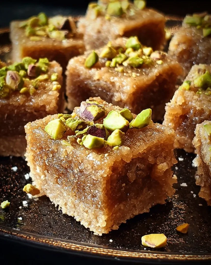 Brown butter and honey pistachio cookie bars on a baking tray