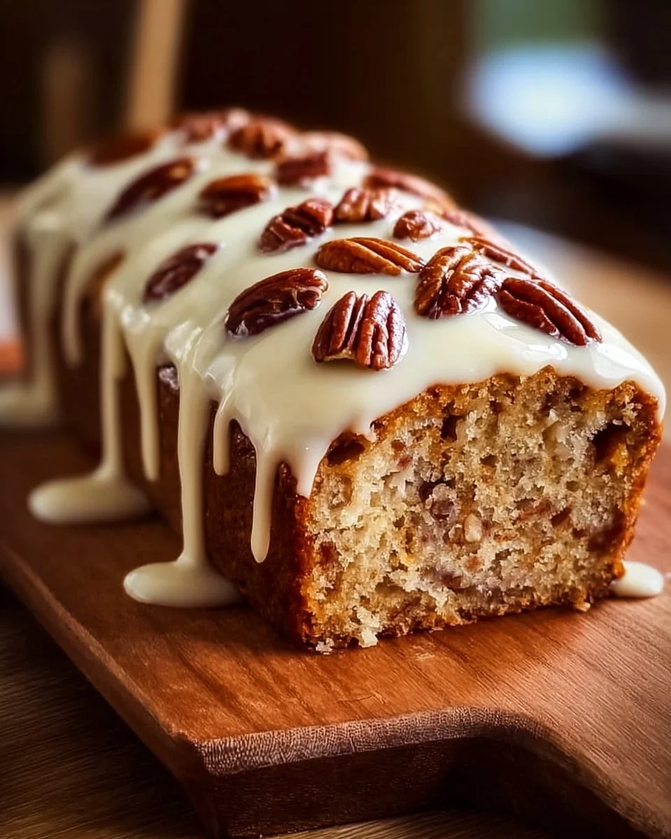 Butter Pecan Cake Loaf with Cream Cheese Icing