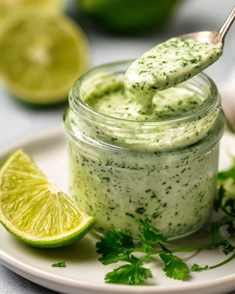 Homemade cilantro garlic sauce in a bowl, perfect for dipping and drizzling.